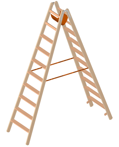Layher Holzstehleiter mit Stufen 2x10 Stufen 80mm, L=2,62m #1020010